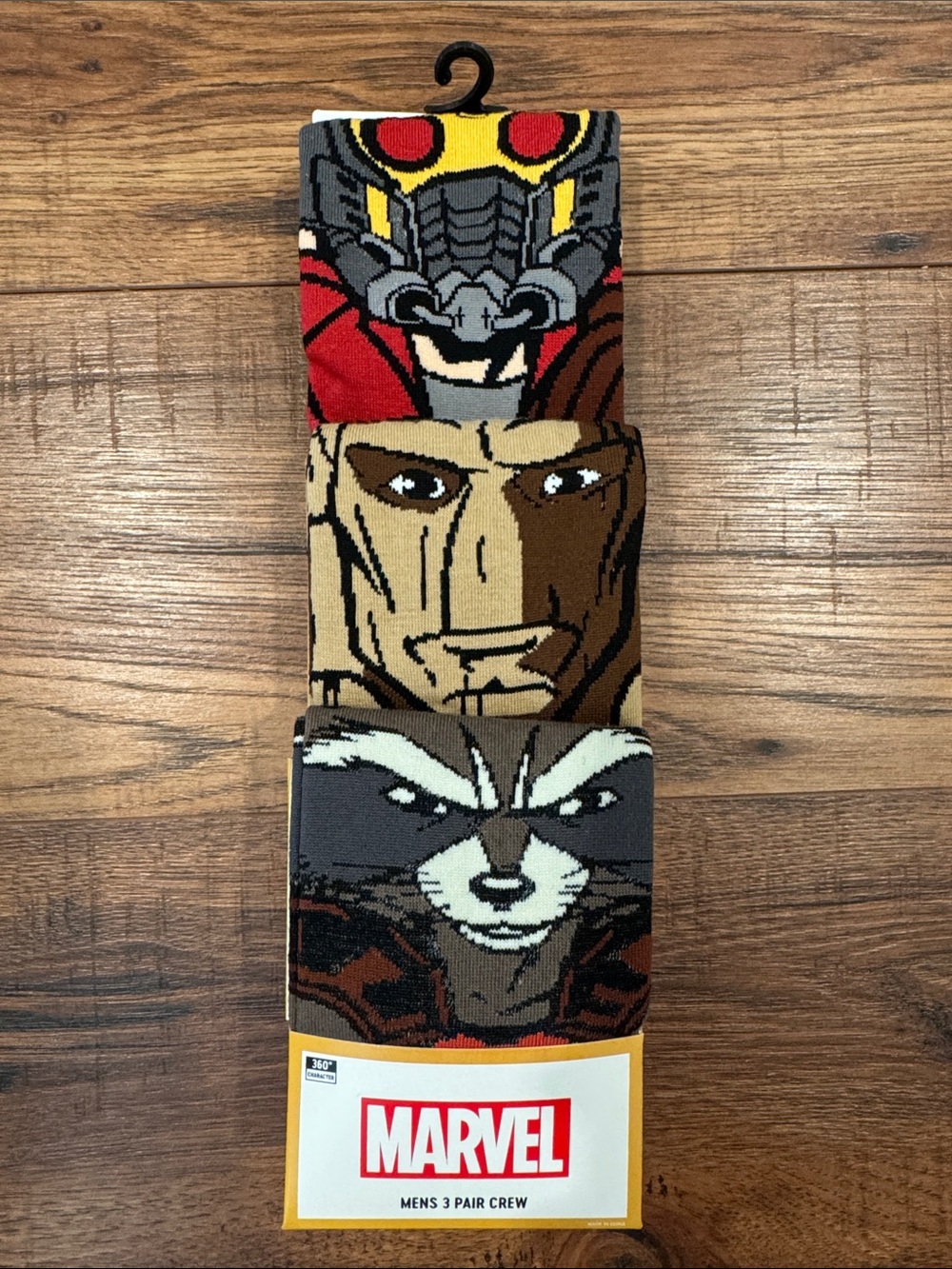 Marvel Men's 3-Pack Character Crew Socks (Rocket Racoon) sz: 8-12
